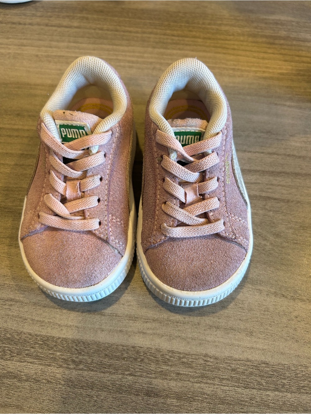 Puma Kids Pink Suede Lace-Up Sneakers